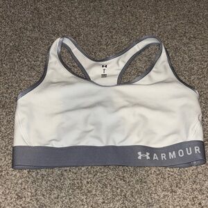 Under Armour White and Gray Racerback Sports Bra